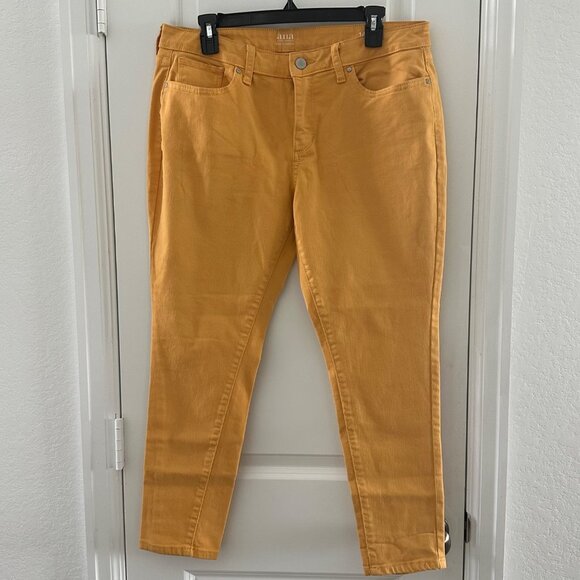 A.n.a Womens Skinny Ankle Pants Size 14 Yellow Cotton Blend - Picture 1 of 7